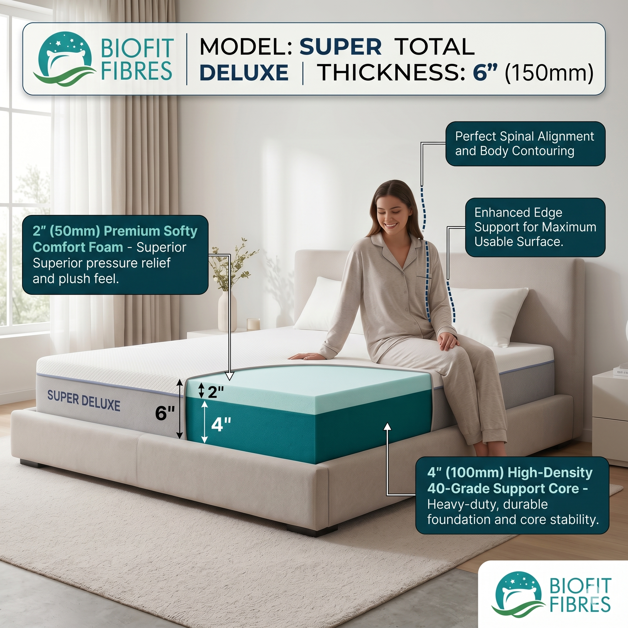 biofit™ super deluxe foam mattress biofit™ super deluxe foam mattress